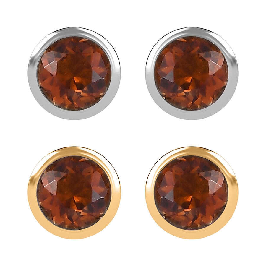 Set of 2 - D'Joy Poke Free Santa Ana Madeira Citrine 1.00 ctw Stud Earrings in 18K Vermeil YG and Rhodium Over Sterling Silver