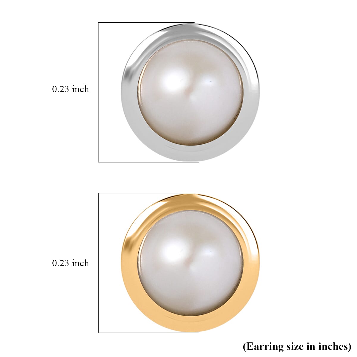 Set of 2 - D'Joy Poke Free Freshwater Pearl 1.36 ctw Stud Earrings in 18K Vermeil YG and Rhodium Over Sterling Silver