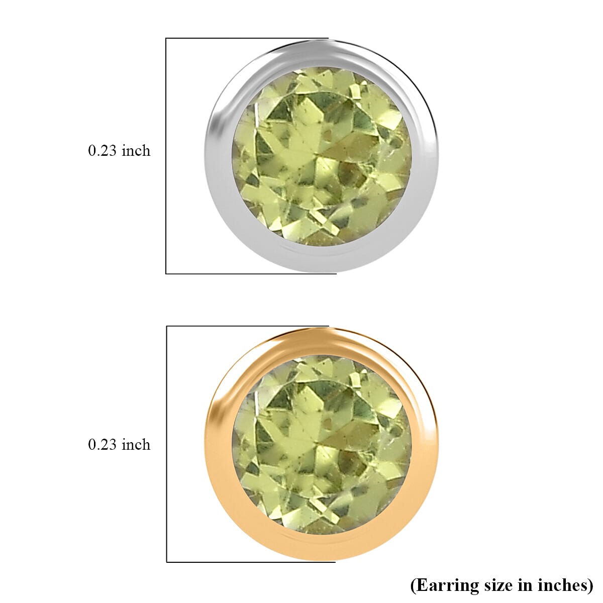 Set of 2 - D'Joy Poke Free Peridot 1.17 ctw Stud Earrings in 18K Vermeil YG and Rhodium Over Sterling Silver