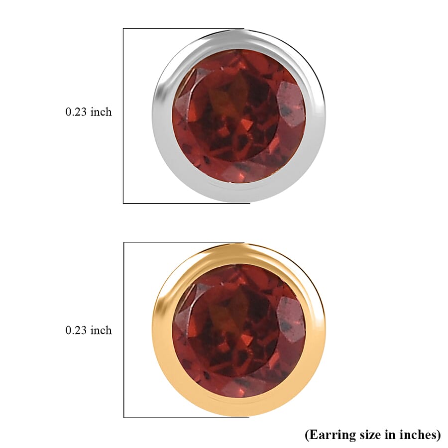 Set of 2 - D'Joy Poke Free Mozambique Garnet 1.25 ctw Stud Earrings in 18K Vermeil YG and Rhodium Over Sterling Silver