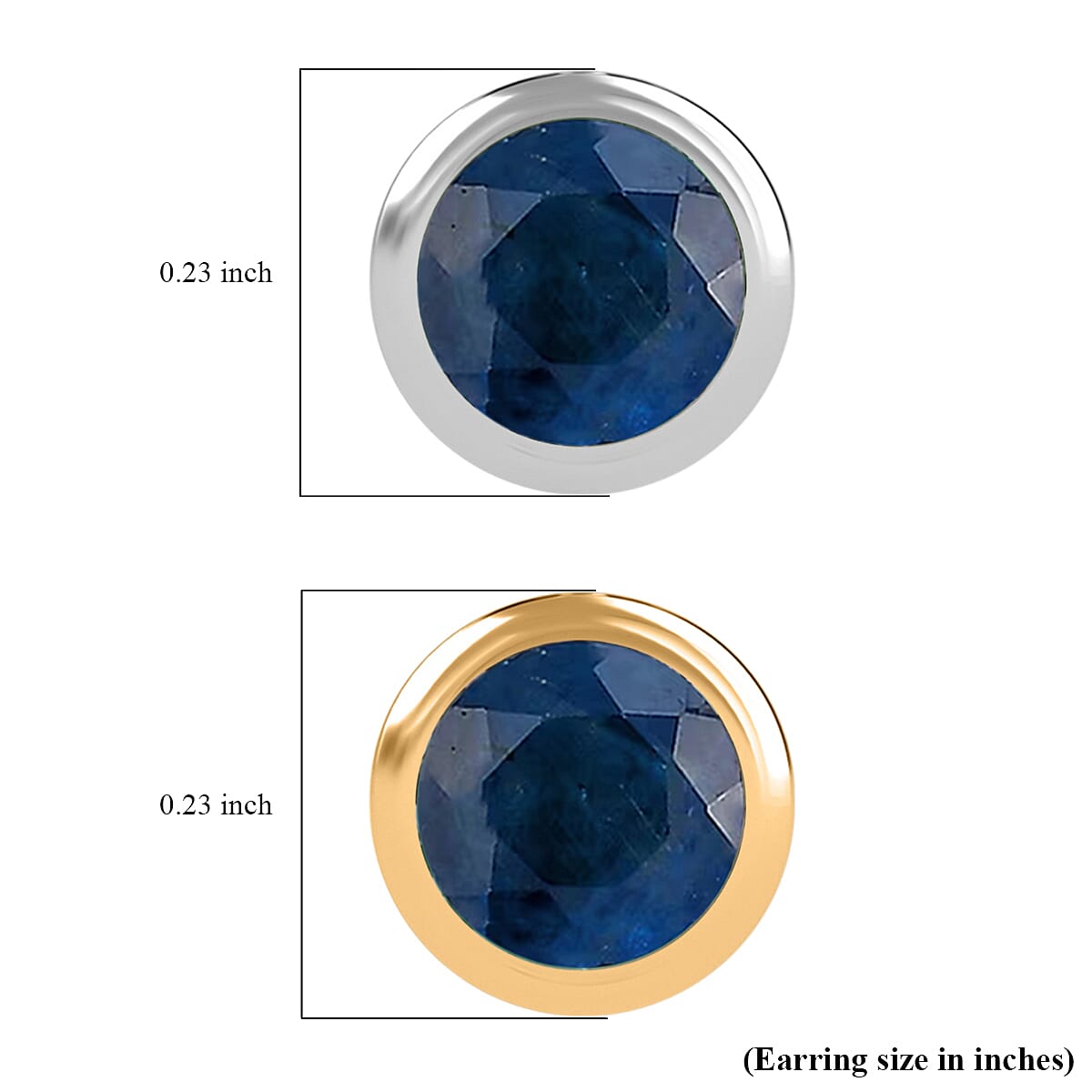 Set of 2 - D'Joy Poke Free Ceylon Blue Sapphire 1.30 ctw Stud Earrings in 18K Vermeil YG and Rhodium Over Sterling Silver  image number 4