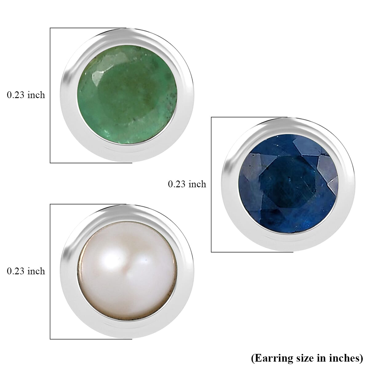 Set of 3 - D'Joy Multi Gemstone 1.18 ctw Stud Earrings in Rhodium Over Sterling Silver  image number 4