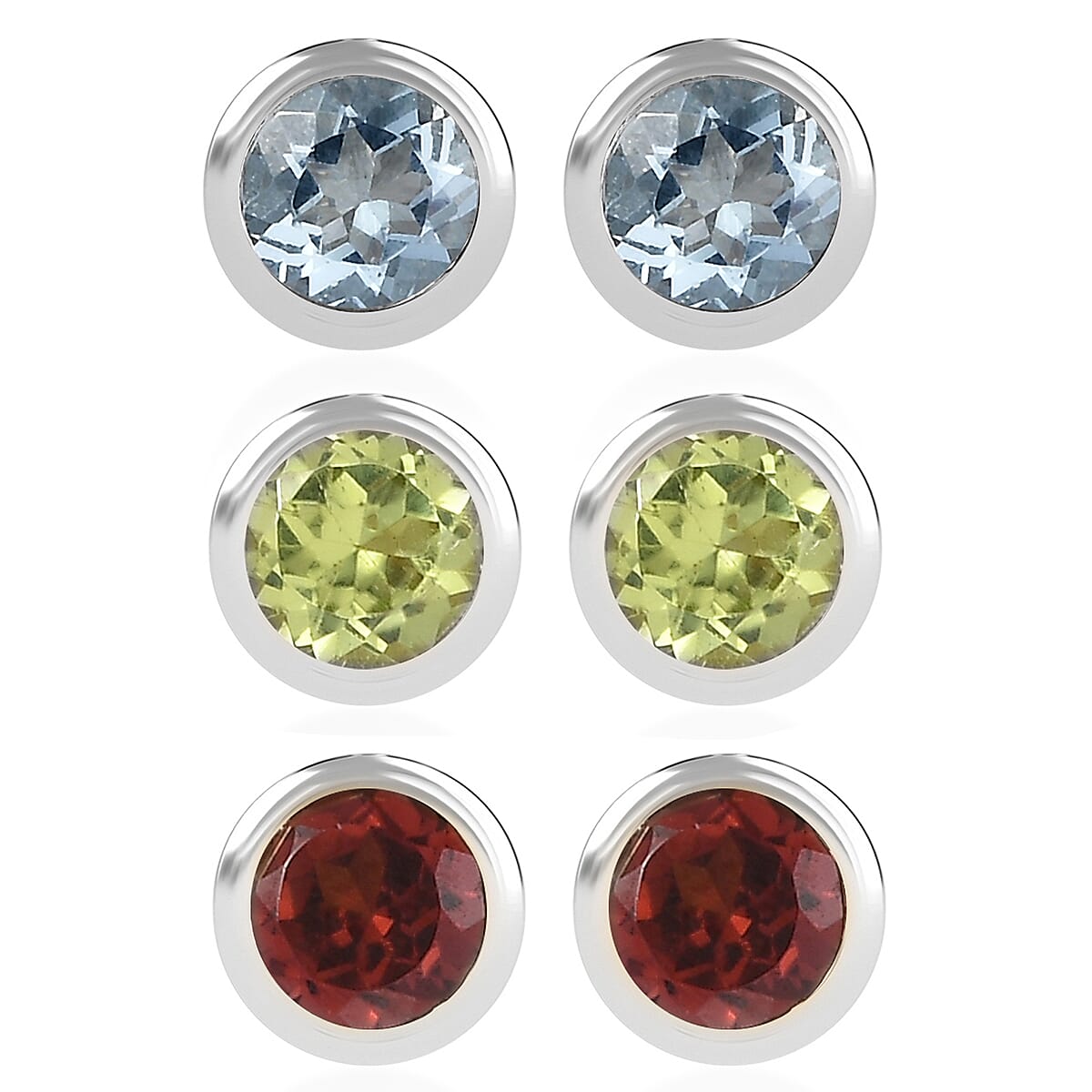  Set of 3 -  Solitaire Stud Push Post Earring in Rhodium Over Sterling Silver 1.73 ctw image number 0