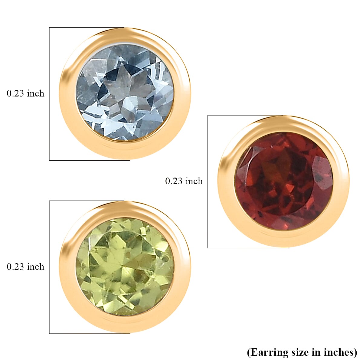 Set of 3 - D'Joy Poke Free Multi Gemstone 1.75 ctw Stud Earrings in 18K Vermeil Yellow Gold Over Sterling Silver  image number 4