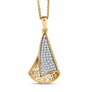 D'Joy Passport to Turkey White Zircon 0.60 ctw Pendant Necklace in 18K Vermeil Yellow Gold Over Sterling Silver 20 Inches