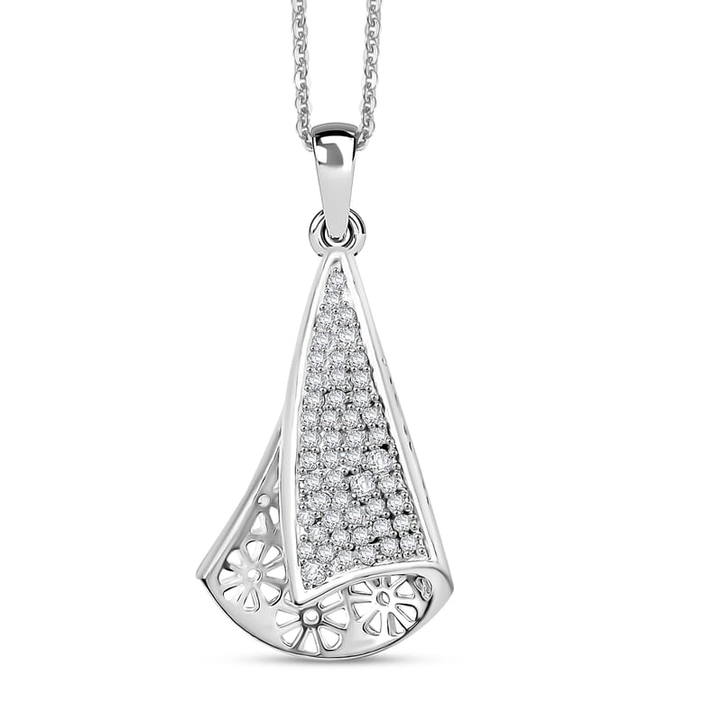 D'Joy Passport to Turkey White Zircon 0.60 ctw Pendant Necklace in 18K Vermeil Yellow Gold Over Sterling Silver 20 Inches