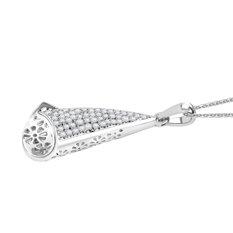 D'Joy Passport to Turkey White Zircon 0.60 ctw Pendant Necklace in 18K Vermeil Yellow Gold Over Sterling Silver 20 Inches
