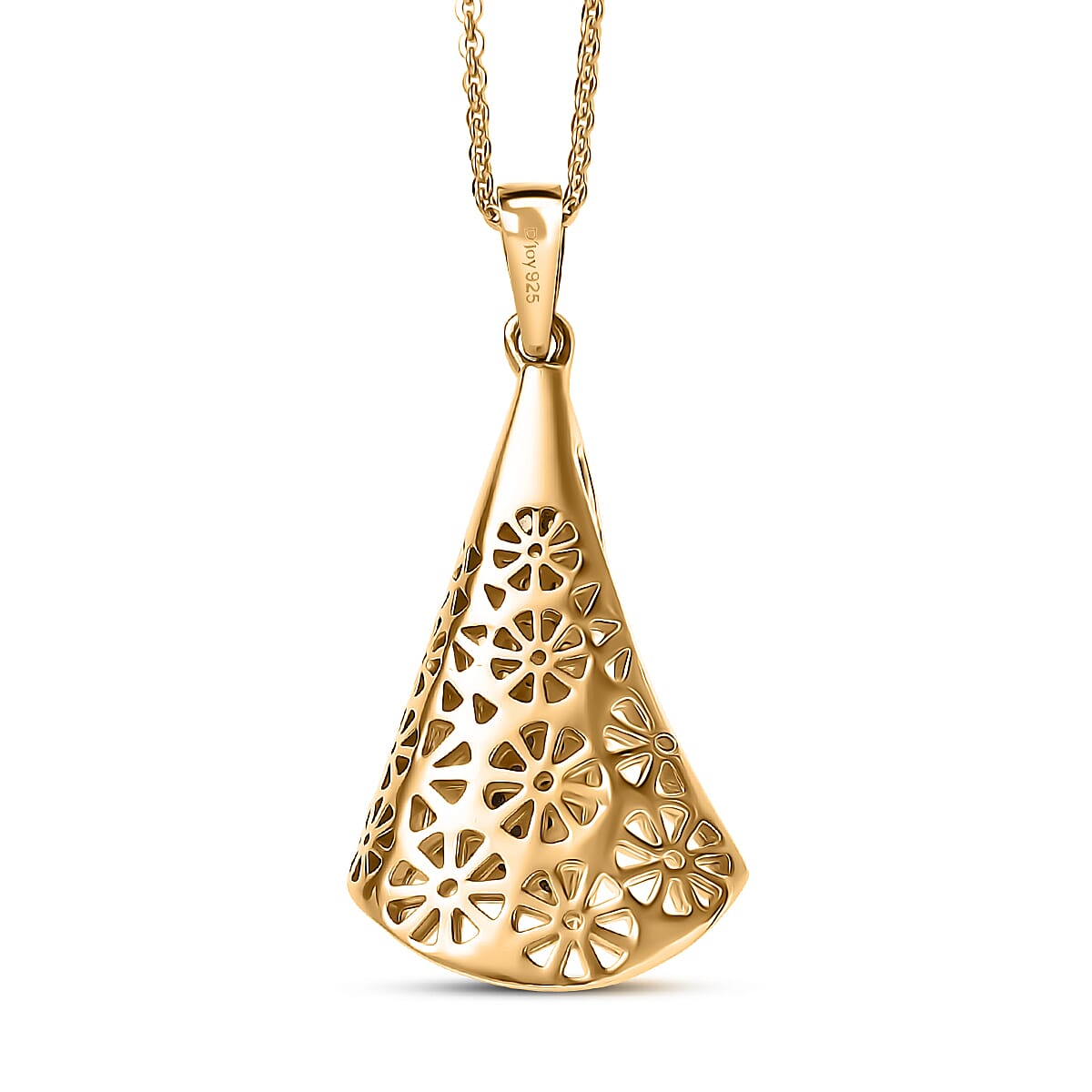 D'Joy Passport to Turkey White Zircon 0.60 ctw Pendant Necklace in 18K Vermeil Yellow Gold Over Sterling Silver 20 Inches image number 4