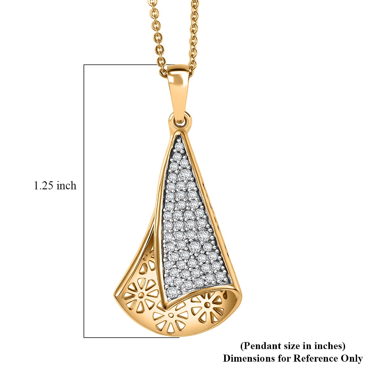D'Joy Passport to Turkey White Zircon 0.60 ctw Pendant Necklace in 18K Vermeil Yellow Gold Over Sterling Silver 20 Inches image number 6