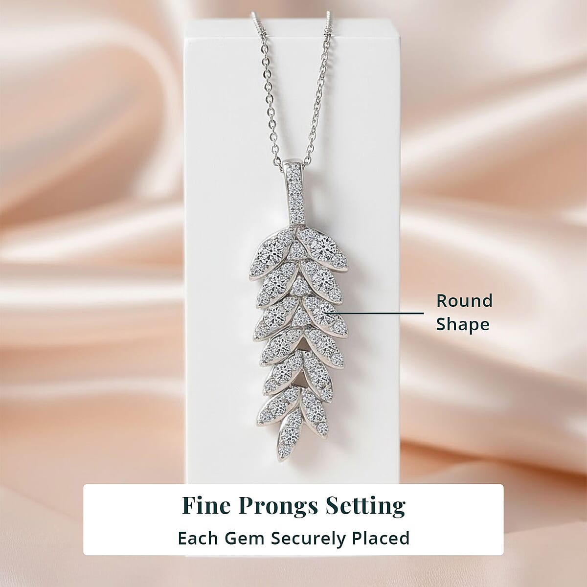 Luxuriant Lab Grown Diamond G-H SI 0.50 ctw Whispering Leaves Pendant Necklace in Rhodium Over Sterling Silver 20 Inches image number 4