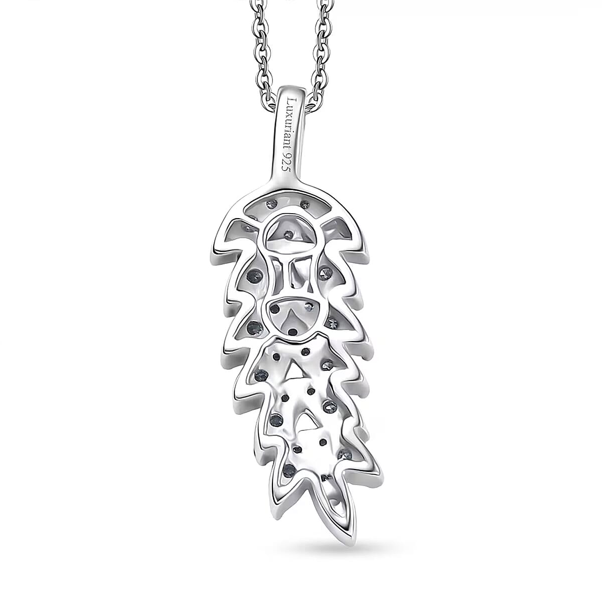 Luxuriant Lab Grown Diamond G-H SI 0.50 ctw Whispering Leaves Pendant Necklace in Rhodium Over Sterling Silver 20 Inches image number 7