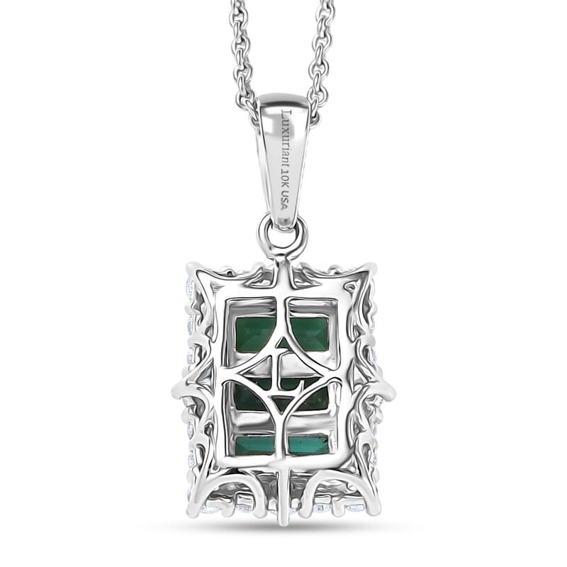 Certified & Appraised Premium Pirineu Lagoon Tourmaline and Luxuriant Lab Grown Diamond G-H SI 1.49 ctw Pendant Necklace 20 Inches in 10K White Gold