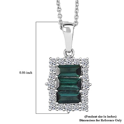 Certified & Appraised Premium Pirineu Lagoon Tourmaline and Luxuriant Lab Grown Diamond G-H SI 1.49 ctw Pendant Necklace 20 Inches in 10K White Gold
