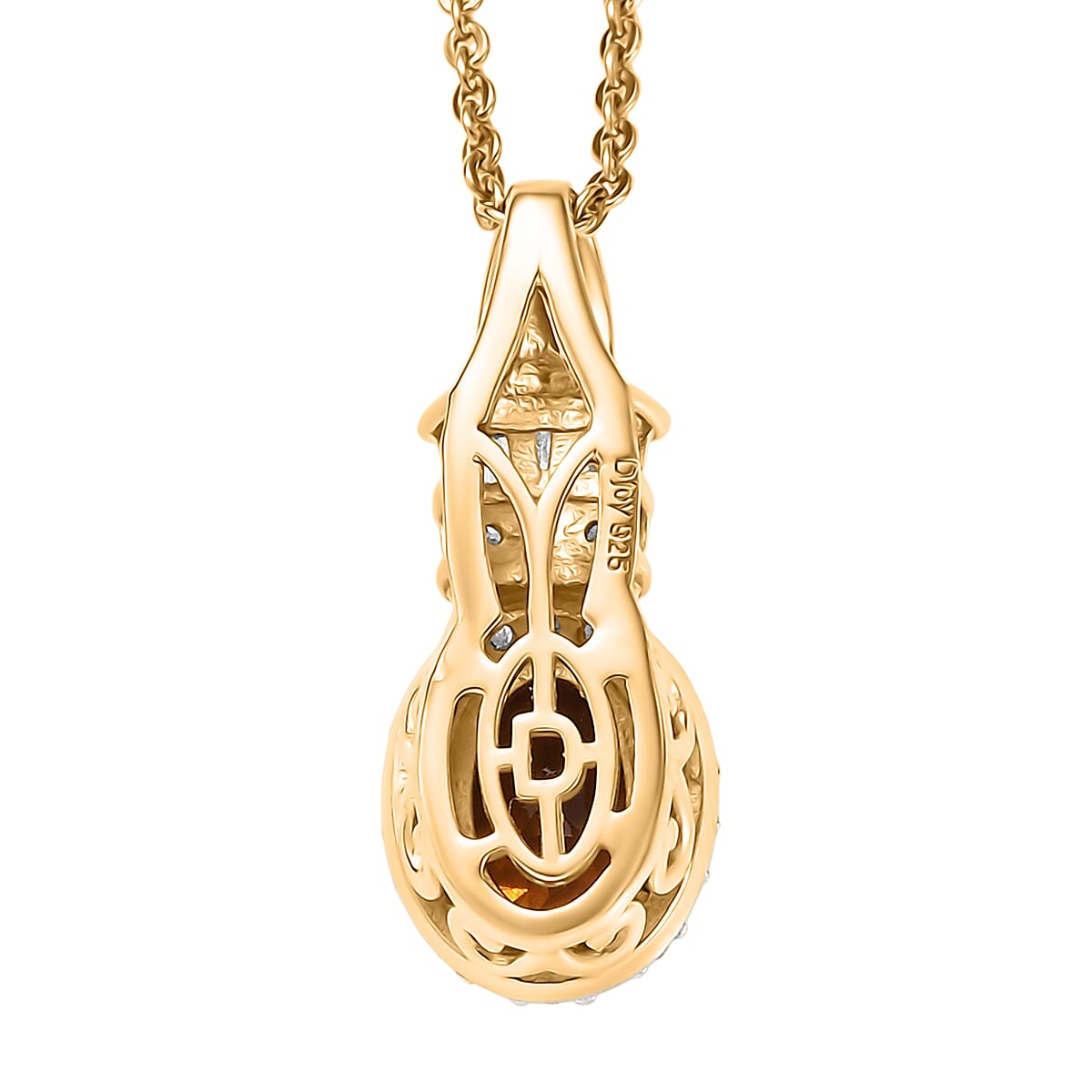 D'Joy Golden Turkizite and Diamond 1.10 ctw Pendant Necklace in 18K Vermeil Yellow Gold Over Sterling Silver 20 Inches image number 4