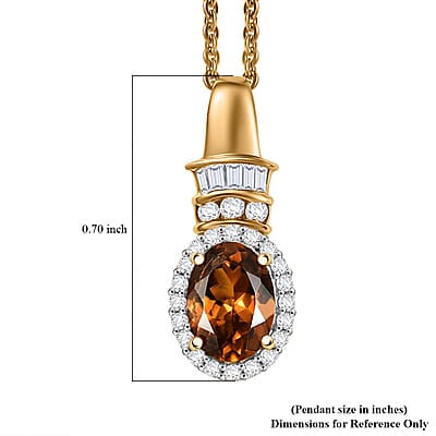 D'Joy Golden Turkizite and Diamond 1.10 ctw Pendant Necklace in 18K Vermeil Yellow Gold Over Sterling Silver 20 Inches
