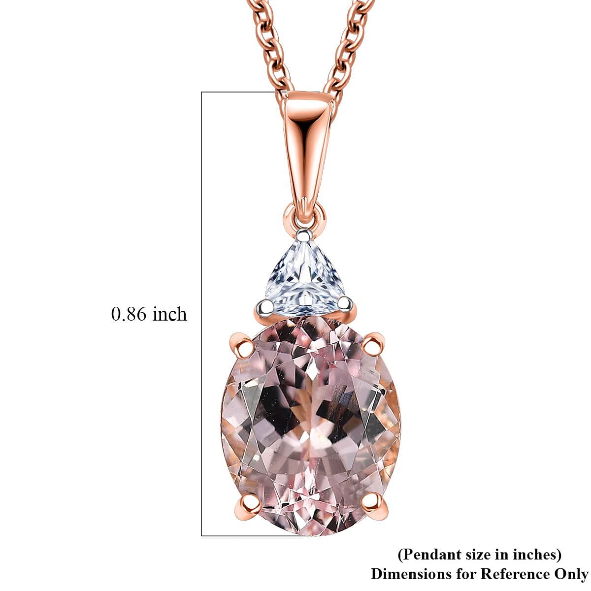 AAA Pink Morganite and E-F VS Luxuriant Lab Grown Diamond 3.35 ctw Crown Jewel Pendant Necklace in 10K Rose Gold 20 Inches image number 5