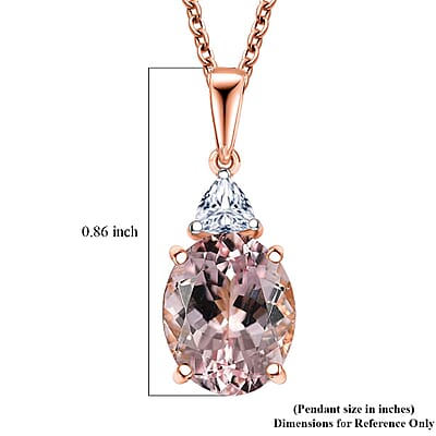 AAA Pink Morganite and E-F VS Luxuriant Lab Grown Diamond 3.35 ctw Crown Jewel Pendant Necklace in 10K Rose Gold 20 Inches