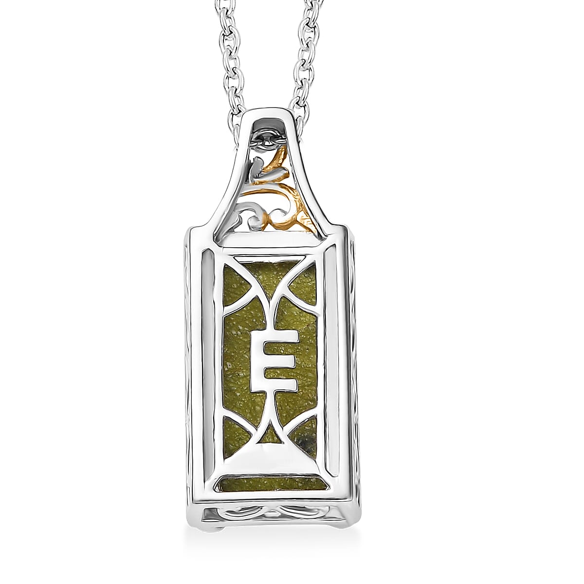 EverTrue Tasmanian Stichtite 6.85 ctw Earthborn Legend Elongated Pendant in 18K YG Plated and Platinum Bond with Stainless Steel Necklace 20 Inches