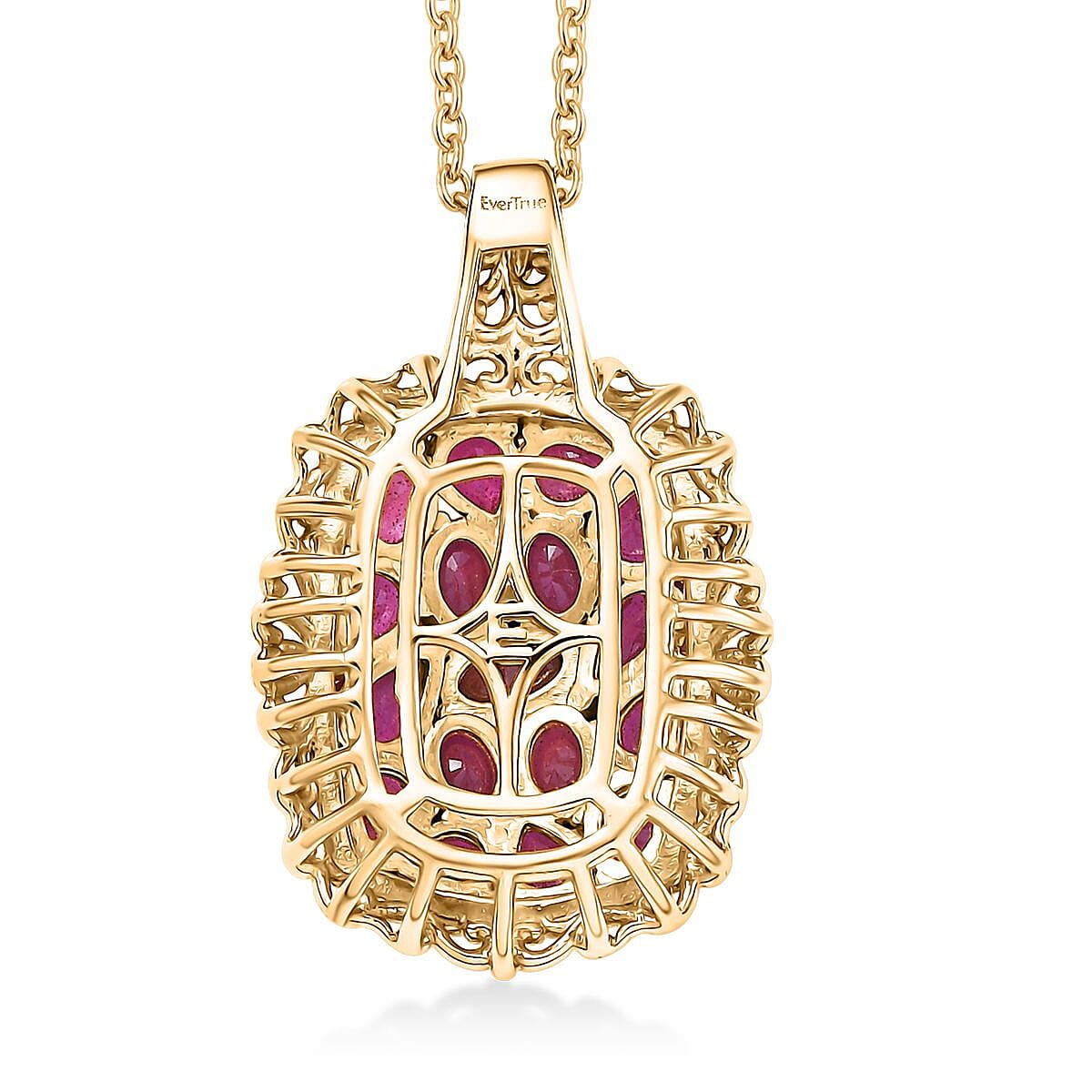 EverTrue Niassa Ruby (FF) 4.65 ctw Pendant in 18K YG Plated and Platinum Bond with Stainless Steel Necklace 20 Inches image number 4