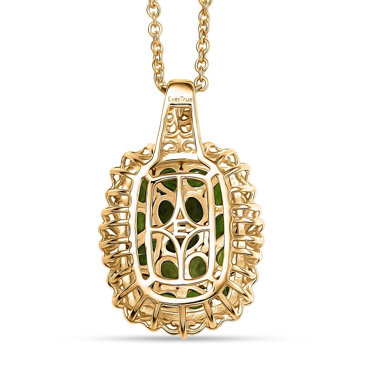 EverTrue Chrome Diopside 3.10 ctw Pendant in 18K YG Plated and Platinum Bond with Stainless Steel Necklace 20 Inches image number 4