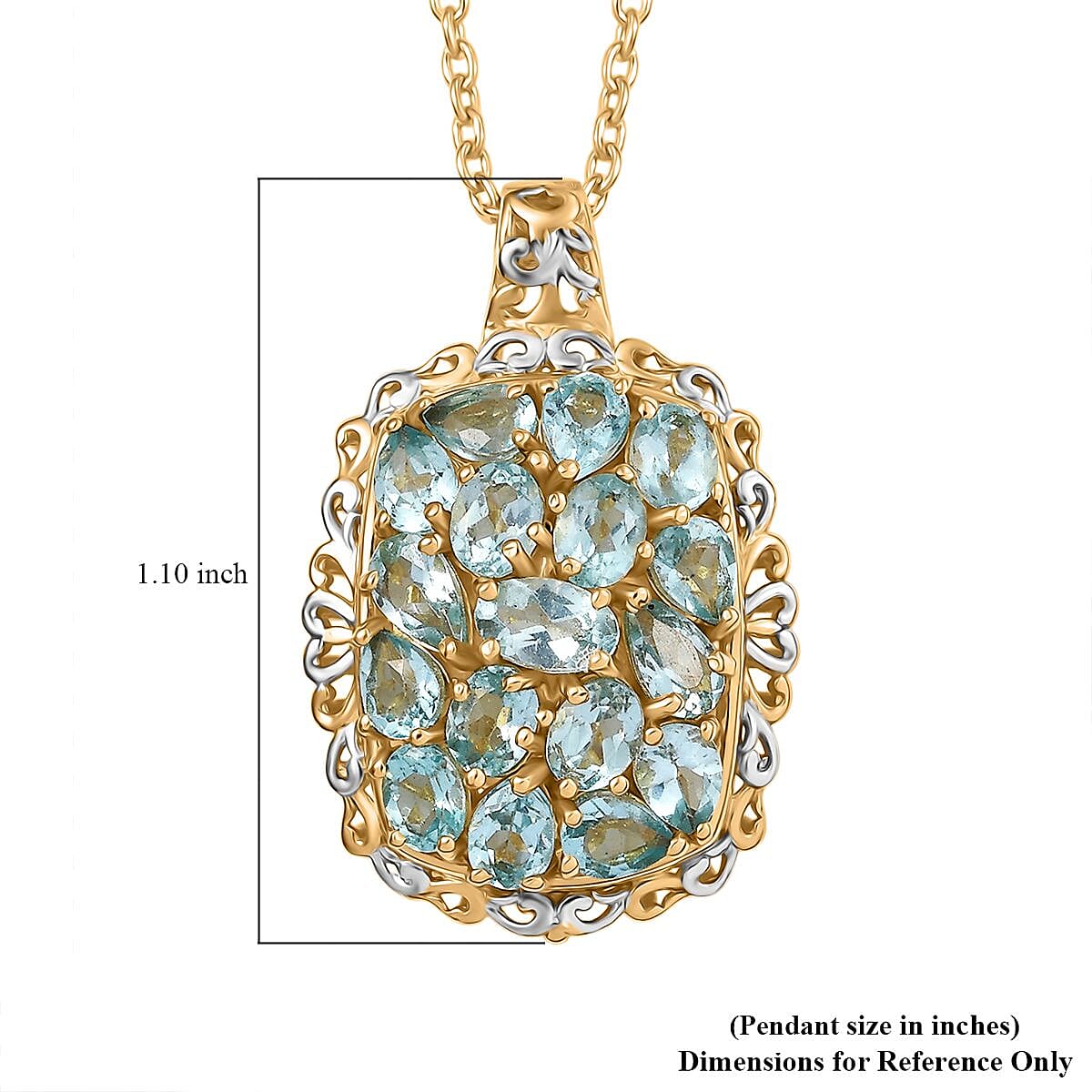 EverTrue Betroka Blue Apatite 3.30 ctw Pendant in 18K YG Plated and Platinum Bond with Stainless Steel Necklace 20 Inches image number 5