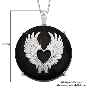 Shungite 13.50 ctw Pendant Necklace (18 Inches) in Rhodium Over Sterling Silver