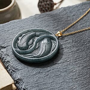 D'Joy Natural Olmec Jadeite 130.00 ctw Pendant Necklace in 14K YG Over Sterling Silver 20 Inches