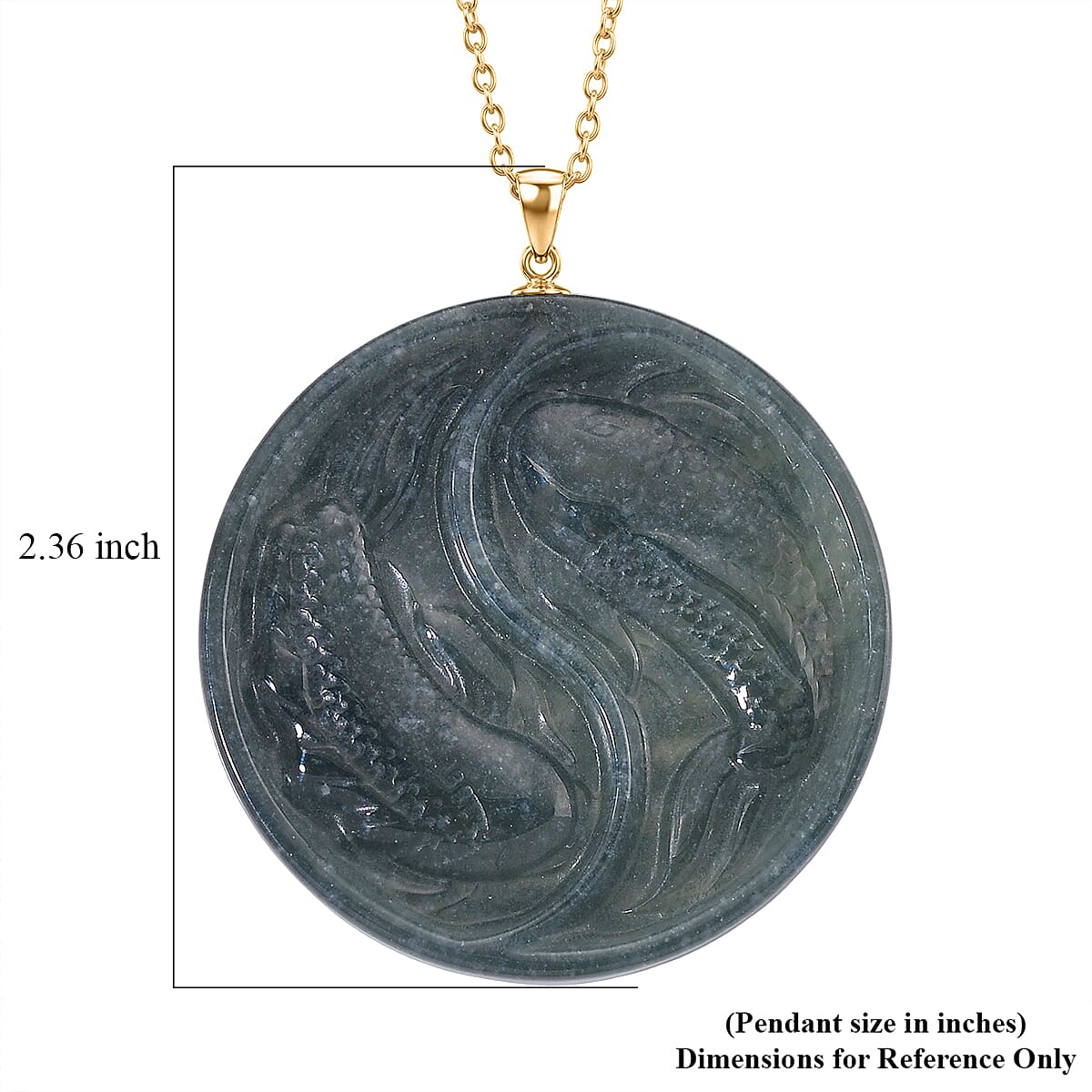 D'Joy Natural Olmec Jadeite 130.00 ctw Pendant Necklace in 14K YG Over Sterling Silver 20 Inches