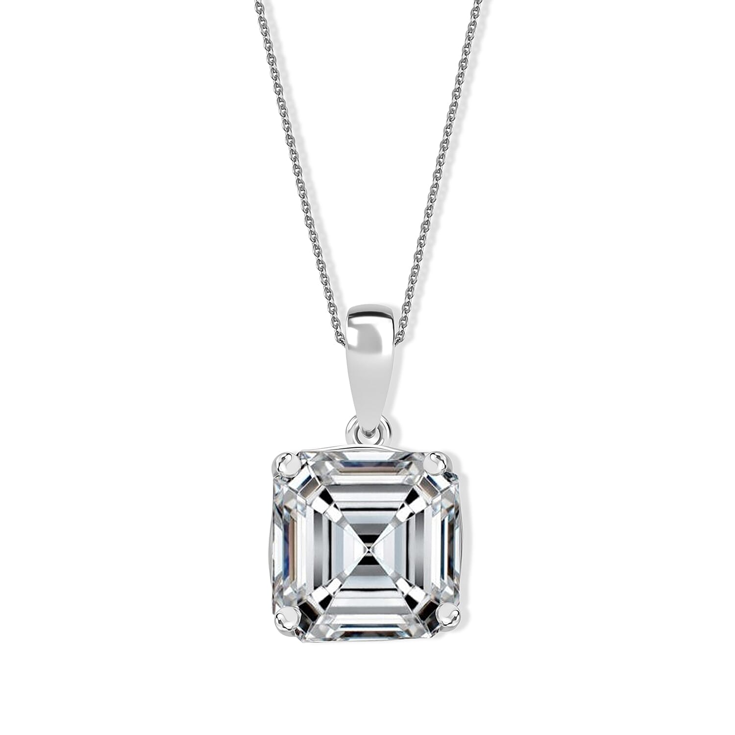 IGI Certified Asscher Cut Luxuriant Lab Grown Diamond E-F VS 3.00 ctw Solitaire Pendant Necklace in 950 Platinum 20 Inches