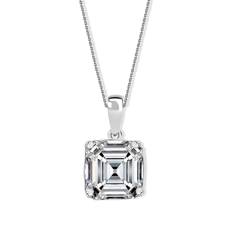 IGI Certified Asscher Cut Luxuriant Lab Grown Diamond E-F VS 3.00 ctw Solitaire Pendant Necklace in 950 Platinum 20 Inches