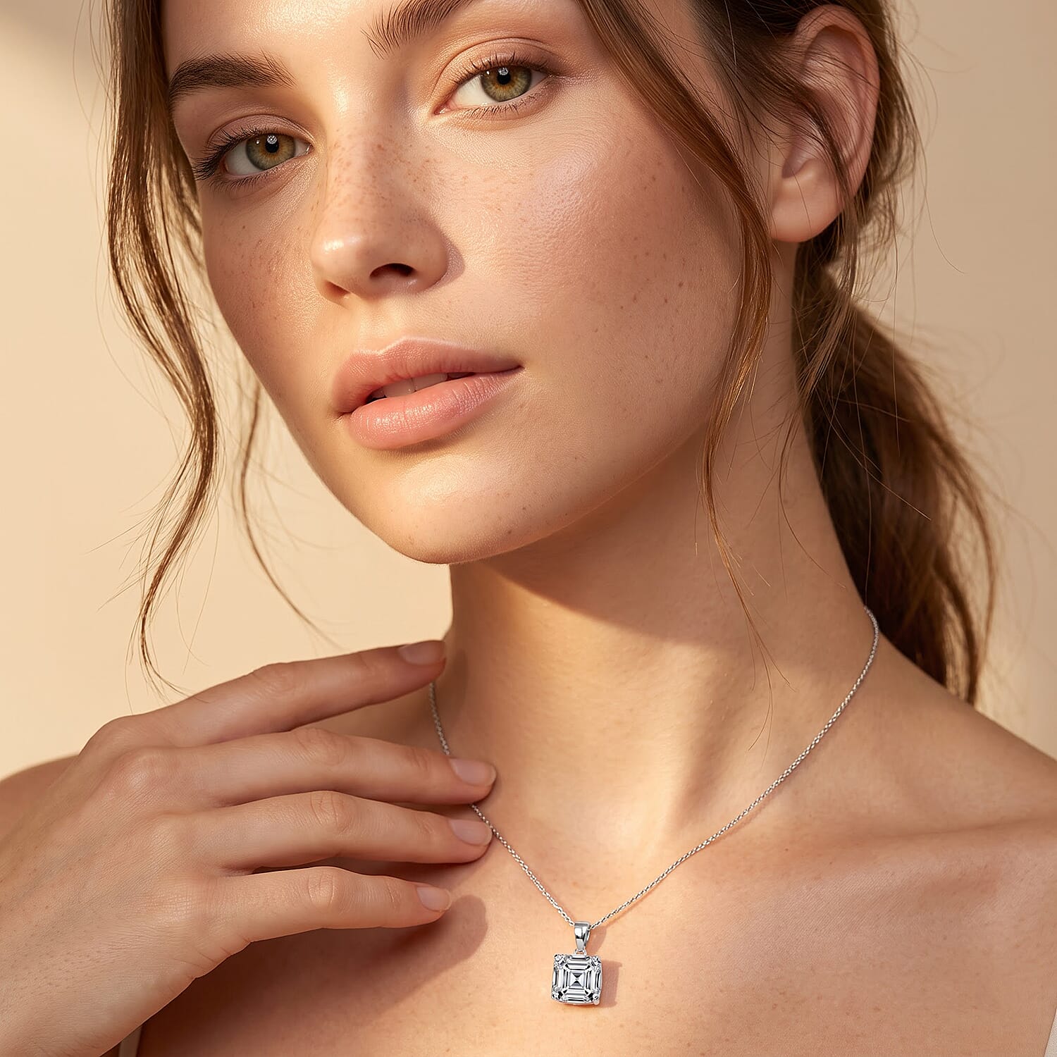 IGI Certified Asscher Cut Luxuriant Lab Grown Diamond E-F VS 3.00 ctw Solitaire Pendant Necklace in 950 Platinum 20 Inches