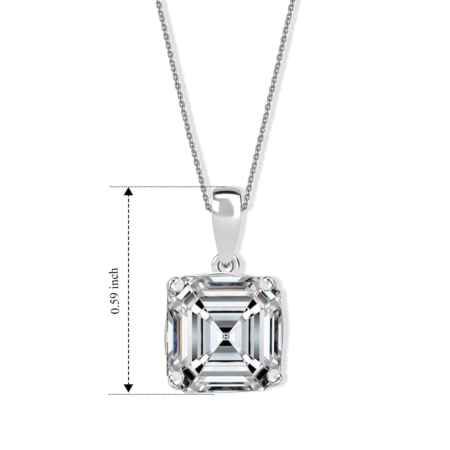 IGI Certified Asscher Cut Luxuriant Lab Grown Diamond E-F VS 3.00 ctw Solitaire Pendant Necklace in 950 Platinum 20 Inches