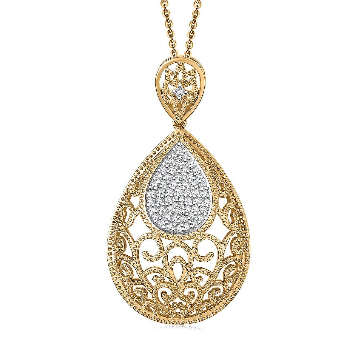 D'Joy Passport to Turkey White Zircon 0.70 ctw Pendant Necklace in 18K Vermeil Yellow Gold Over Sterling Silver 20 Inches image number 0