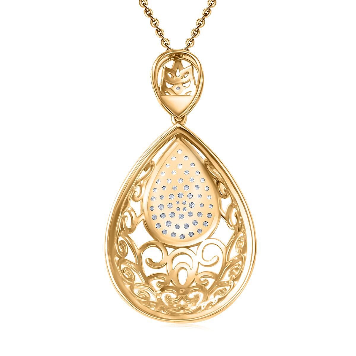 D'Joy Passport to Turkey White Zircon 0.70 ctw Pendant Necklace in 18K Vermeil Yellow Gold Over Sterling Silver 20 Inches image number 4