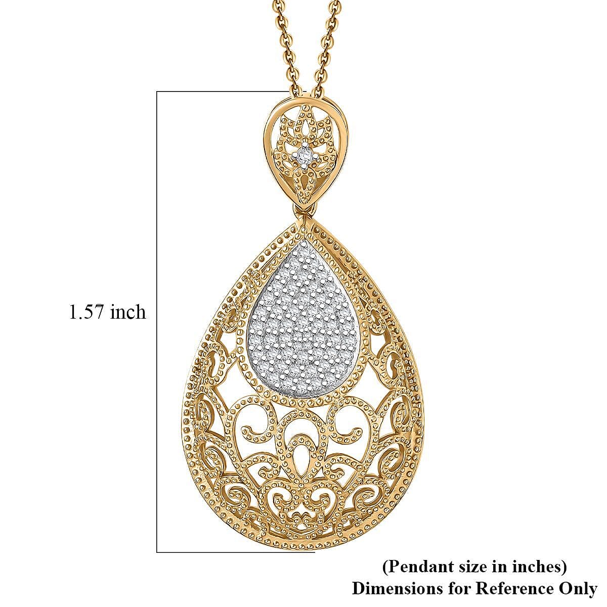 D'Joy Passport to Turkey White Zircon 0.70 ctw Pendant Necklace in 18K Vermeil Yellow Gold Over Sterling Silver 20 Inches image number 5