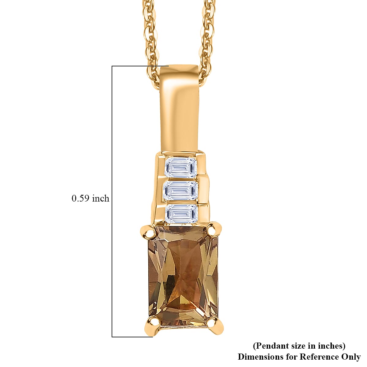 Golden Turkizite and Luxuriant Lab Grown Diamond G-H SI 0.65 ctw Pendant Necklace in 18K Vermeil Yellow Gold Over Sterling Silver 20 Inches image number 6