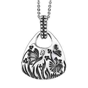 D'Joy Passport to Israel Artisan Crafted Floral Pendant Necklace in Sterling Silver 6 Grams 20 Inches