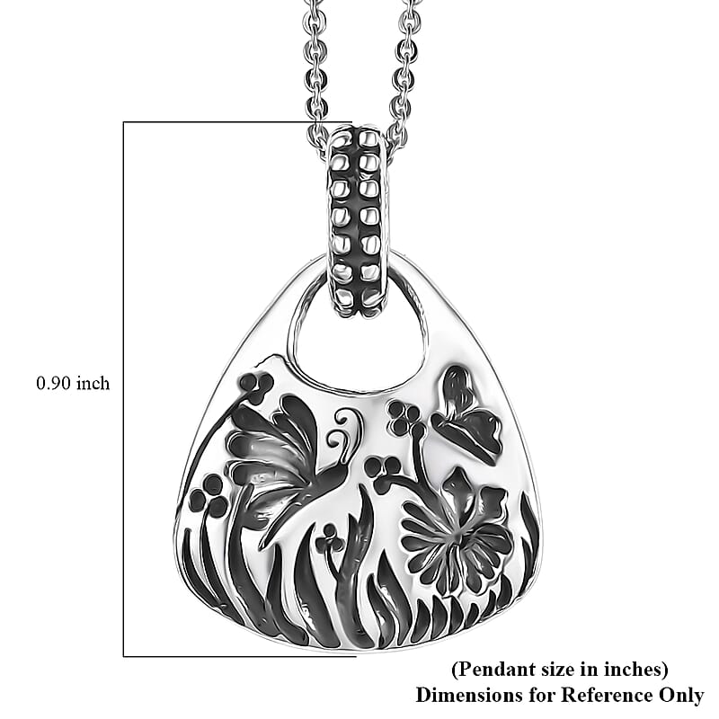 D'Joy Passport to Israel Artisan Crafted Floral Pendant Necklace in Sterling Silver 6 Grams 20 Inches