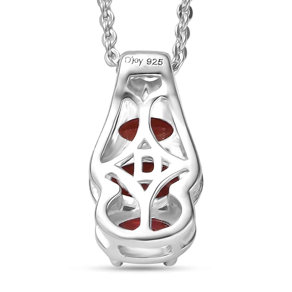 D'Joy Mozambique Garnet 1.20 ctw Pendant Necklace in Rhodium Over Sterling Silver 20 Inches