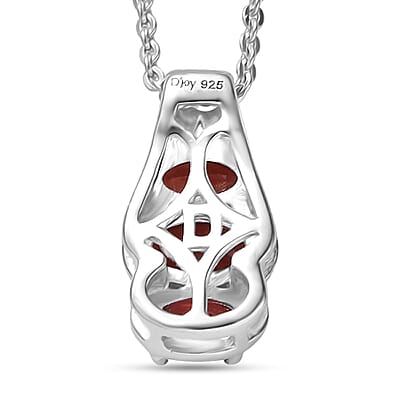 D'Joy Mozambique Garnet 1.20 ctw Pendant Necklace in Rhodium Over Sterling Silver 20 Inches