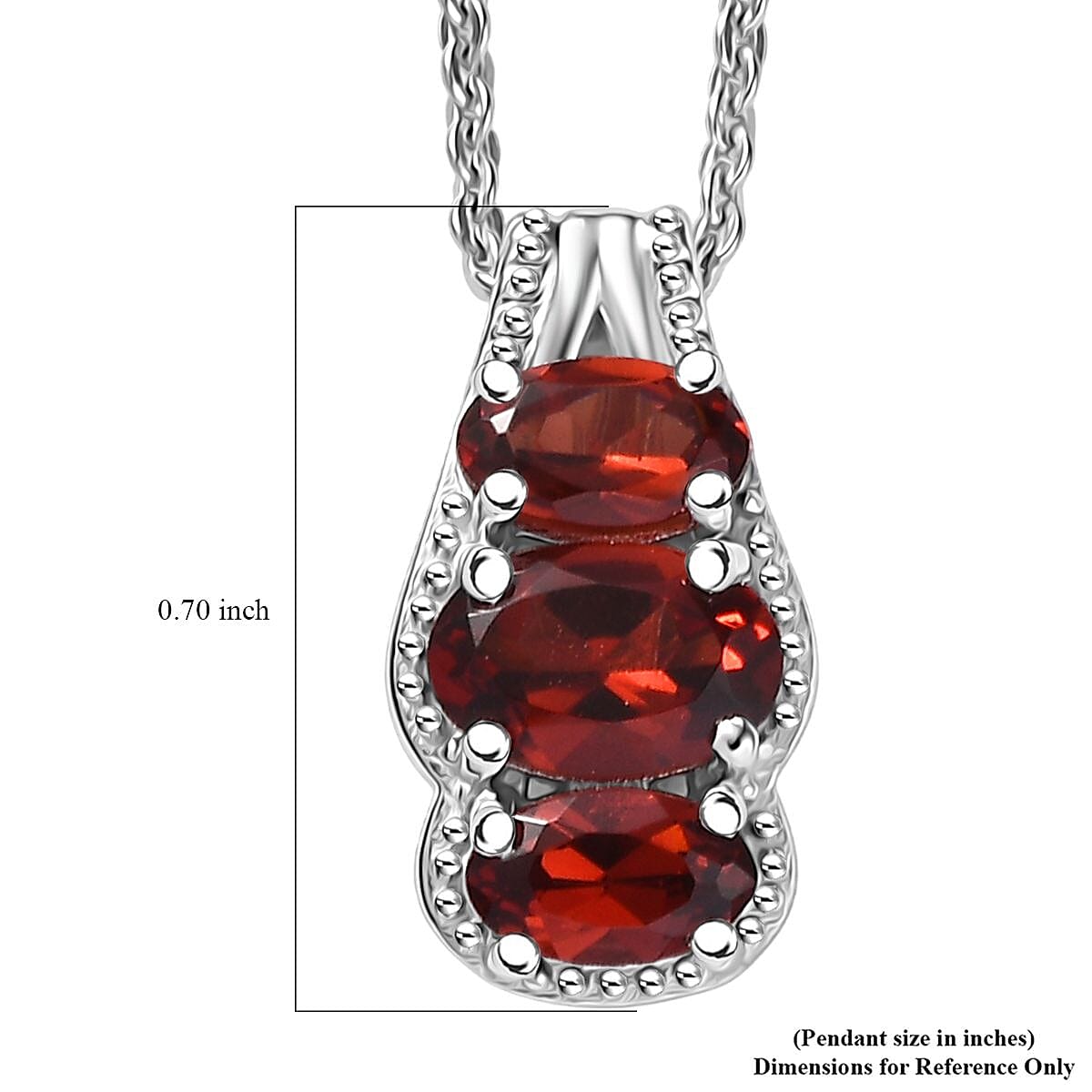 D'Joy Mozambique Garnet 1.20 ctw Pendant Necklace in Rhodium Over Sterling Silver 20 Inches