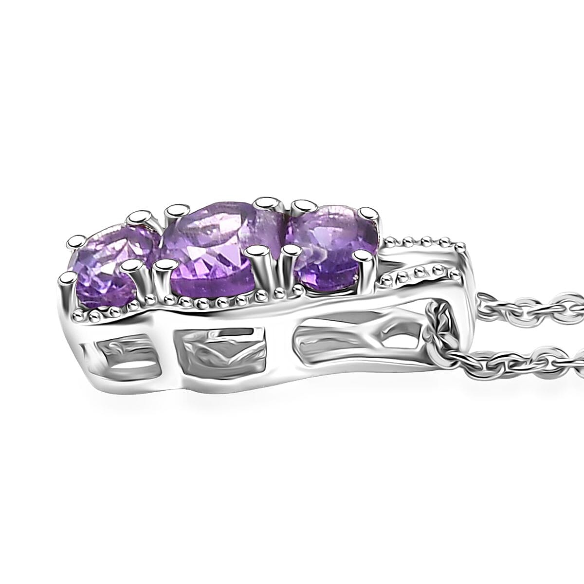 D'Joy African Amethyst 0.85 ctw Pendant Necklace in Rhodium Over Sterling Silver 20 Inches image number 3