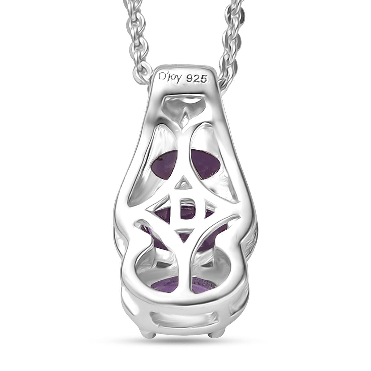 D'Joy African Amethyst 0.85 ctw Pendant Necklace in Rhodium Over Sterling Silver 20 Inches image number 4