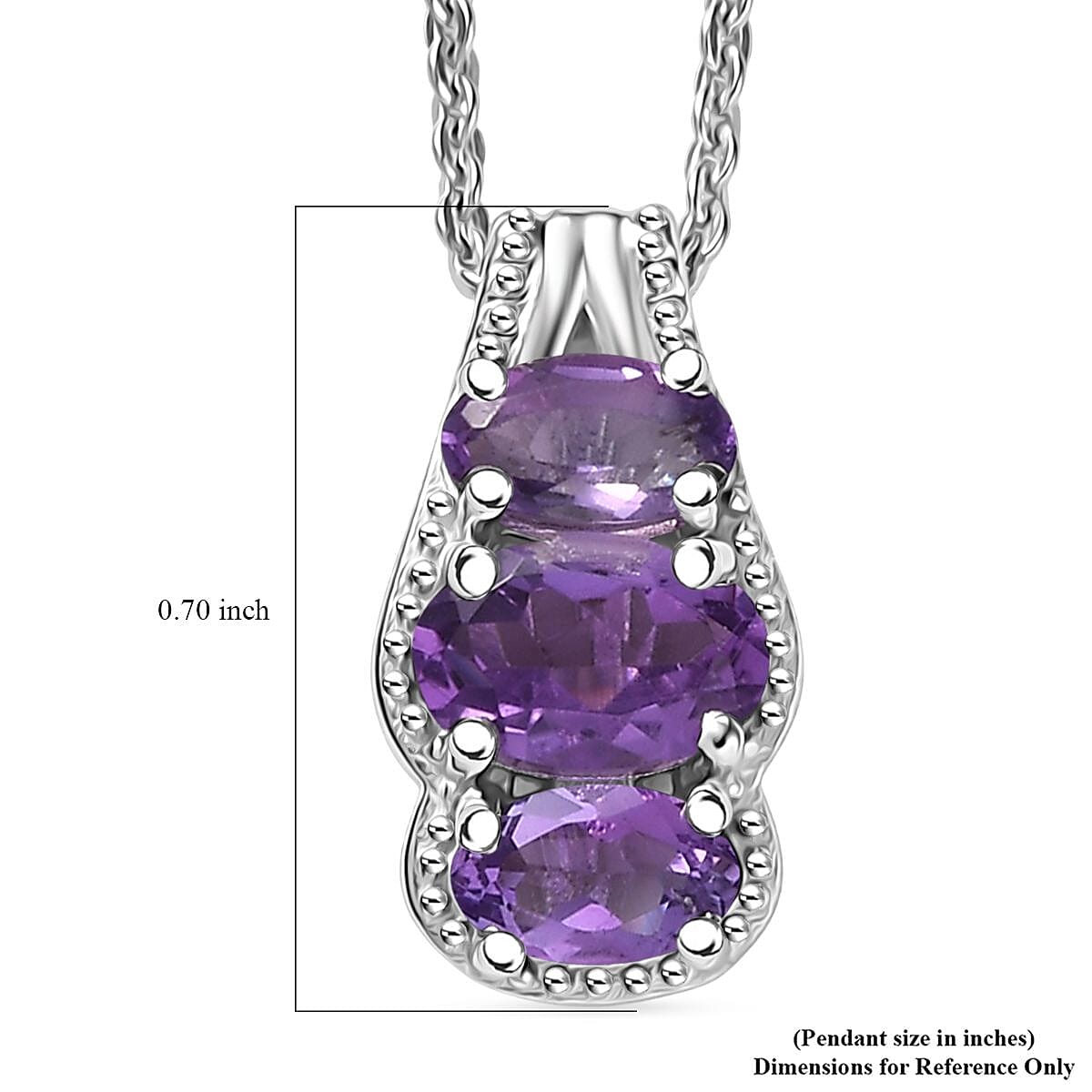 D'Joy African Amethyst 0.85 ctw Pendant Necklace in Rhodium Over Sterling Silver 20 Inches image number 6