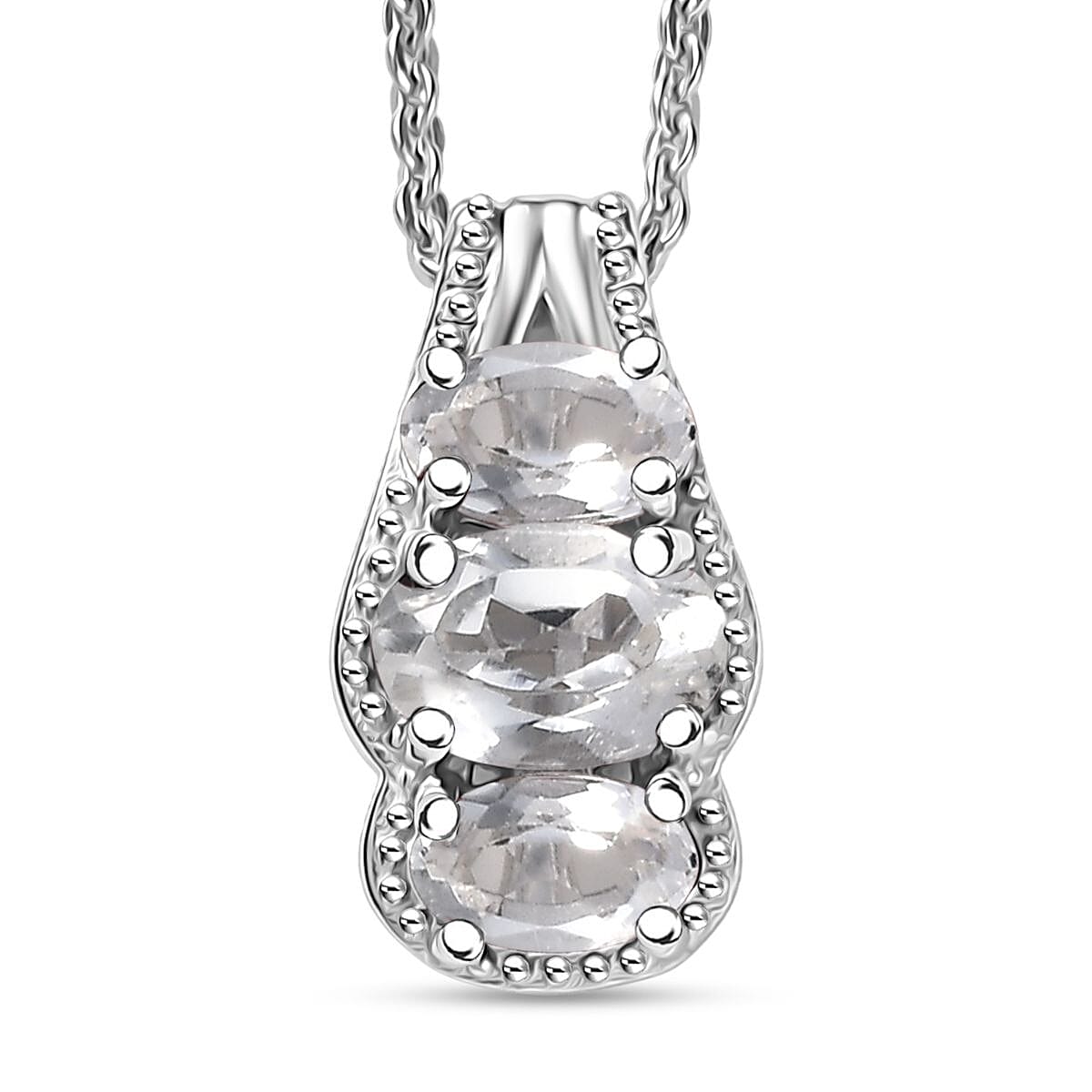 D'Joy White Topaz 0.90 ctw Pendant Necklace in Rhodium Over Sterling Silver 20 Inches image number 0