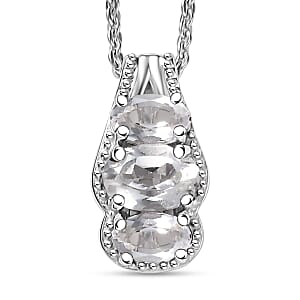 D'Joy White Topaz 0.90 ctw Pendant Necklace in Rhodium Over Sterling Silver 20 Inches