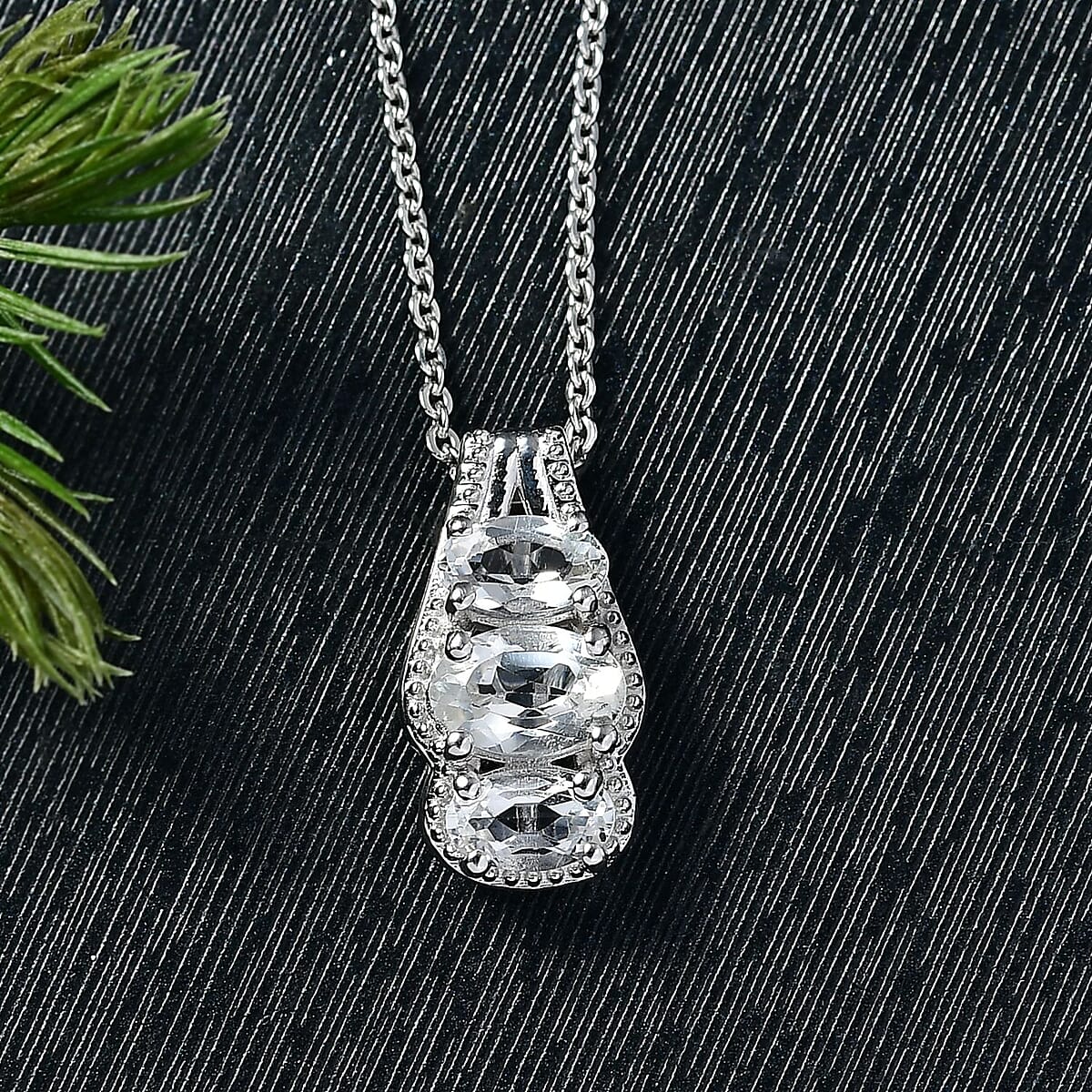 D'Joy White Topaz 0.90 ctw Pendant Necklace in Rhodium Over Sterling Silver 20 Inches image number 1