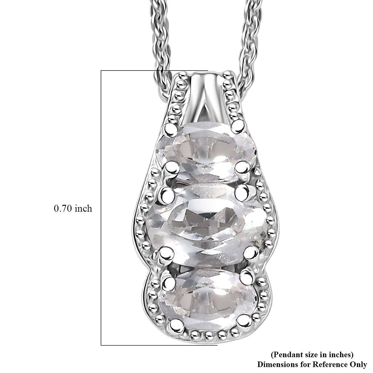 D'Joy White Topaz 0.90 ctw Pendant Necklace in Rhodium Over Sterling Silver 20 Inches image number 6