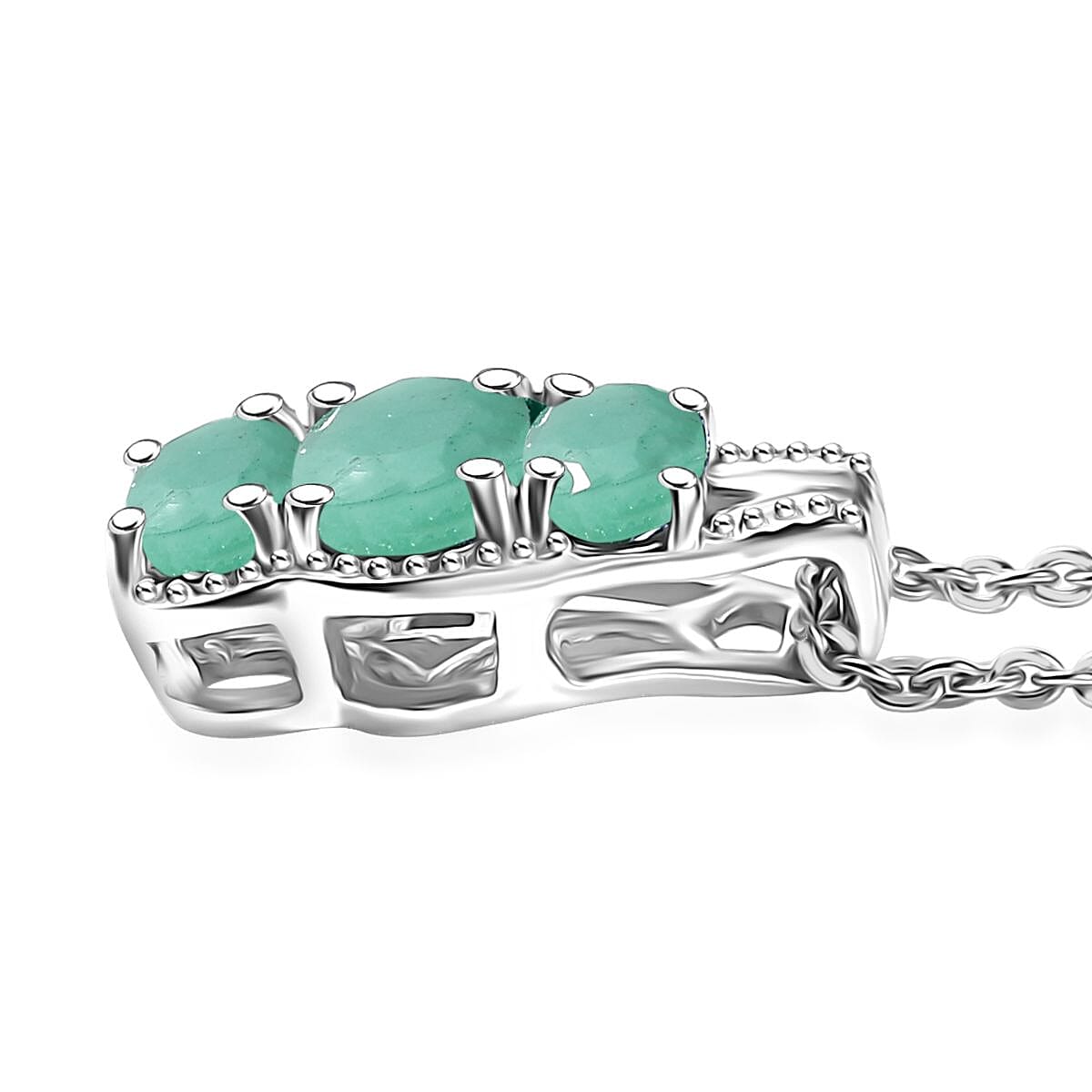 D'Joy Socoto Emerald 1.05 ctw Pendant Necklace in Rhodium Over Sterling Silver 20 Inches image number 3
