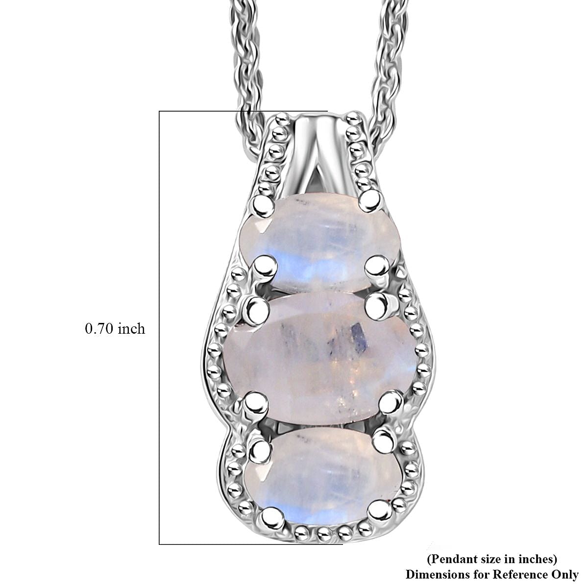 D'Joy Rainbow Moonstone 0.90 ctw Pendant Necklace in Rhodium Over Sterling Silver 20 Inches image number 6